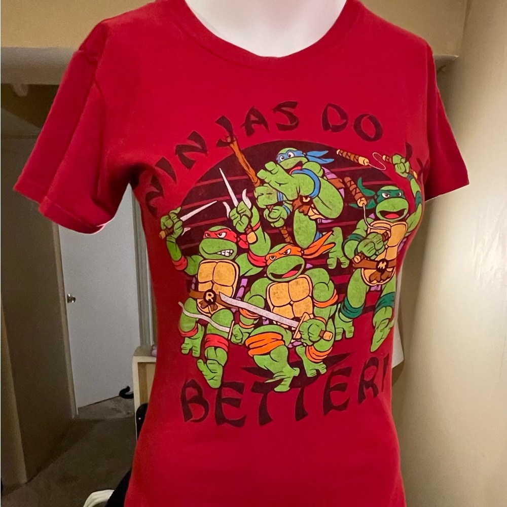 Y2K red ninja turtle fitted juniors tee Ninjas Do It Better never worn #TMNT
